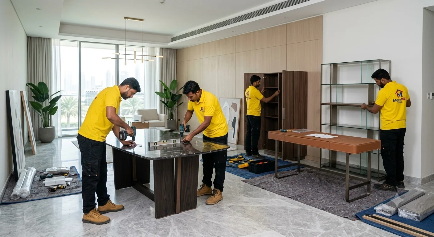 MoveMax UAE technician assembling wardrobes and household furniture
